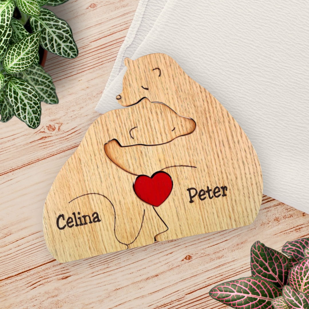 Puzzle en bois personnalisé : Famille Ours