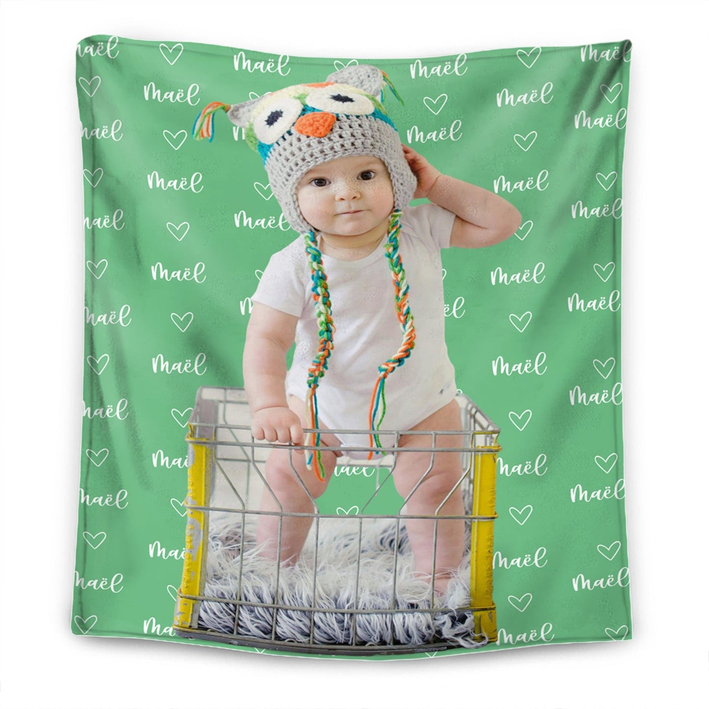 Couverture personnalisée avec nom et photo - Cadeau pour la famille - Couverture personnalisée