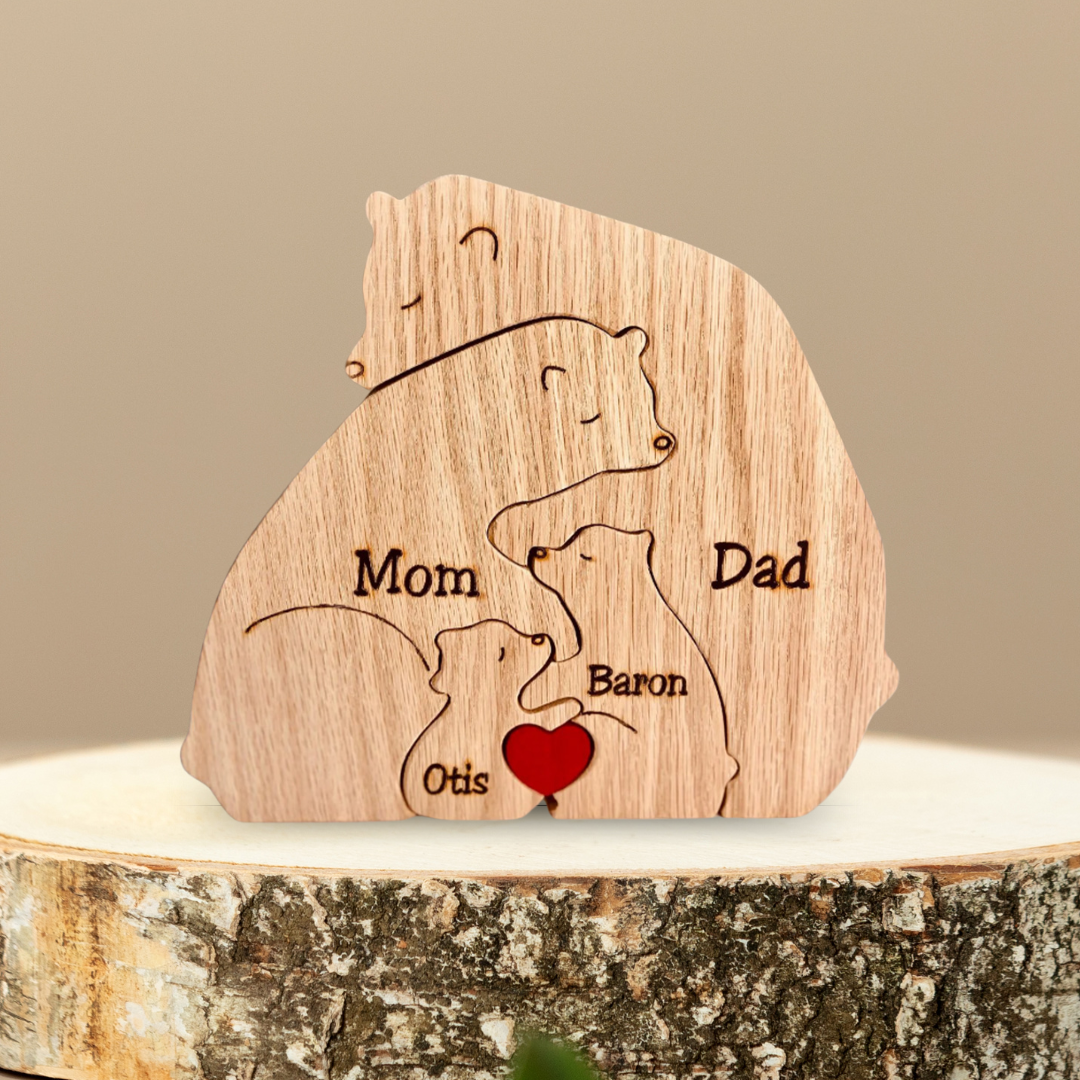 Puzzle en bois personnalisé : Famille Ours