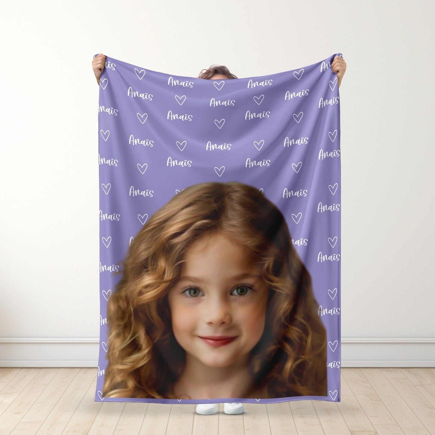 Couverture personnalisée avec nom et photo - Cadeau pour la famille - Couverture personnalisée