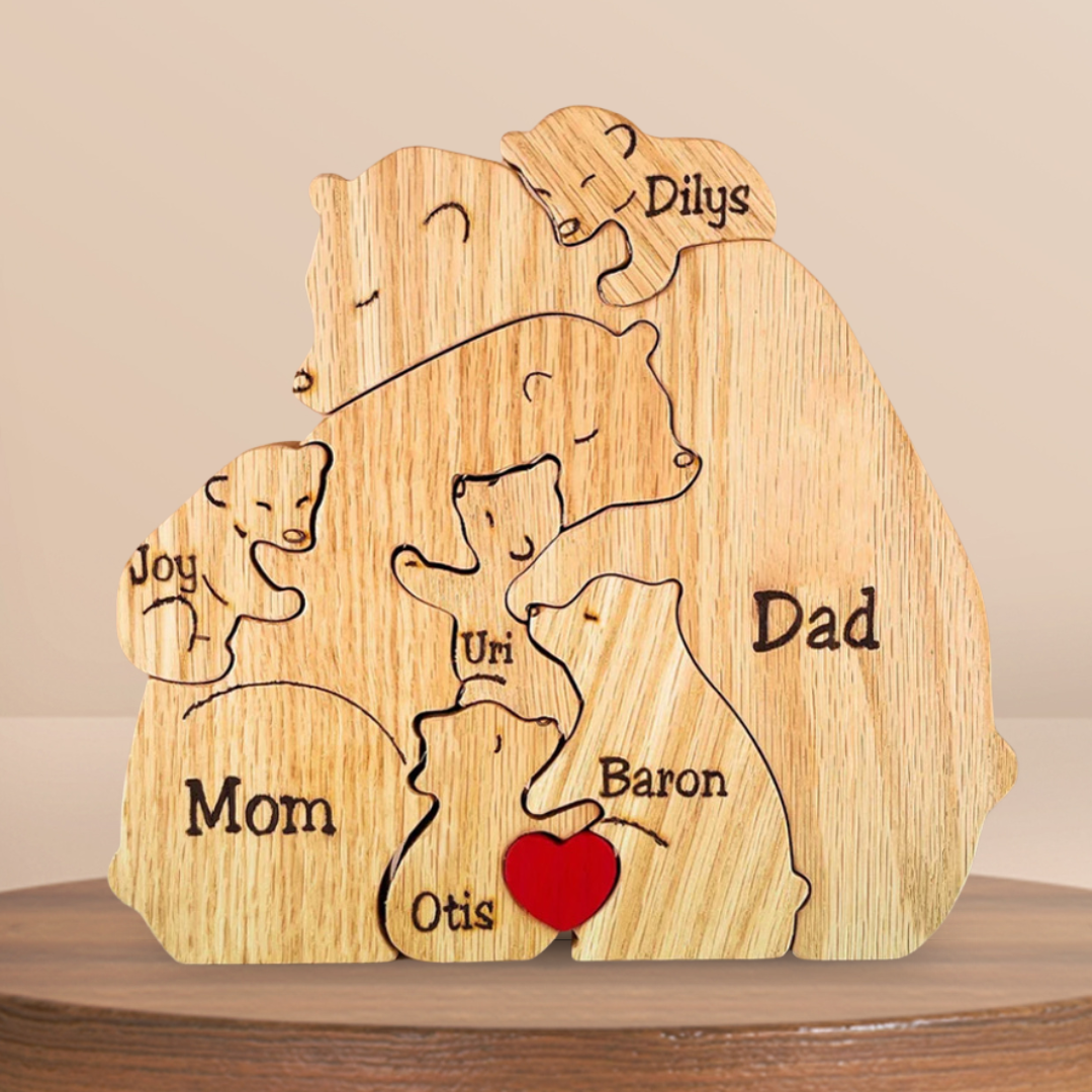 Puzzle en bois personnalisé : Famille Ours
