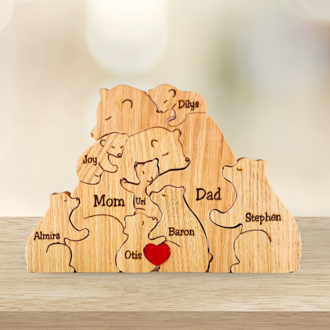 Puzzle en bois personnalisé : Famille Ours
