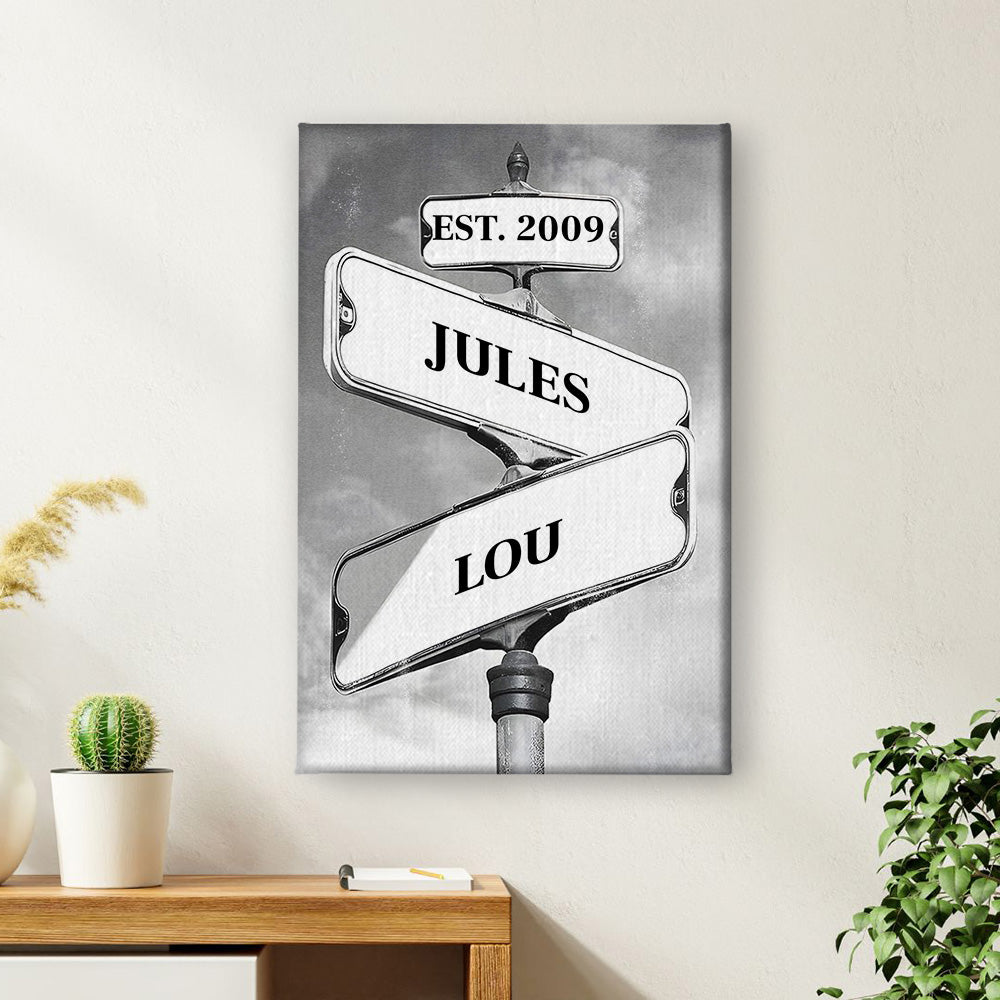 Là où nos chemins se croisent - Cadeau pour couples - Art Mural personnalisée