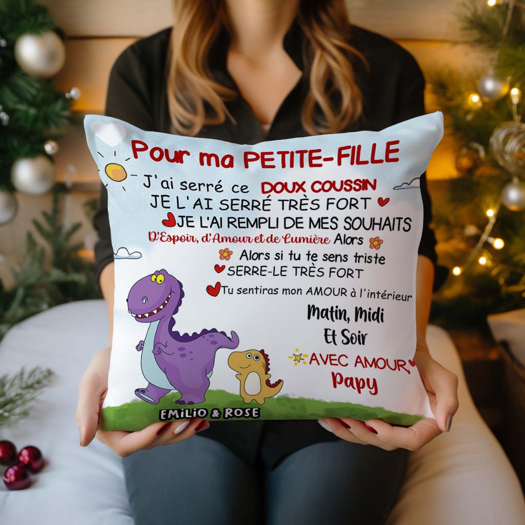 Pour mon Petit-fils/ma Petite-fille - Coussin Dinosaure Personnalisé Premium™