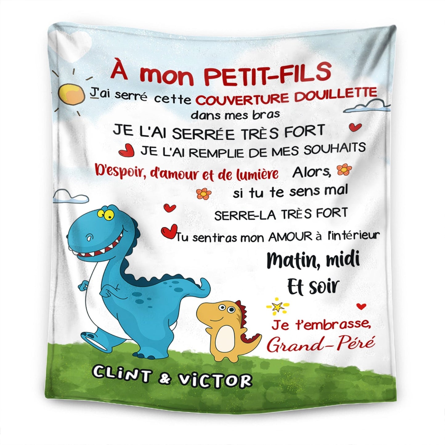 À ma petite-fille/mon petit-fils – Couverture Premium Personnalisée sur le thème des Dinosaures™