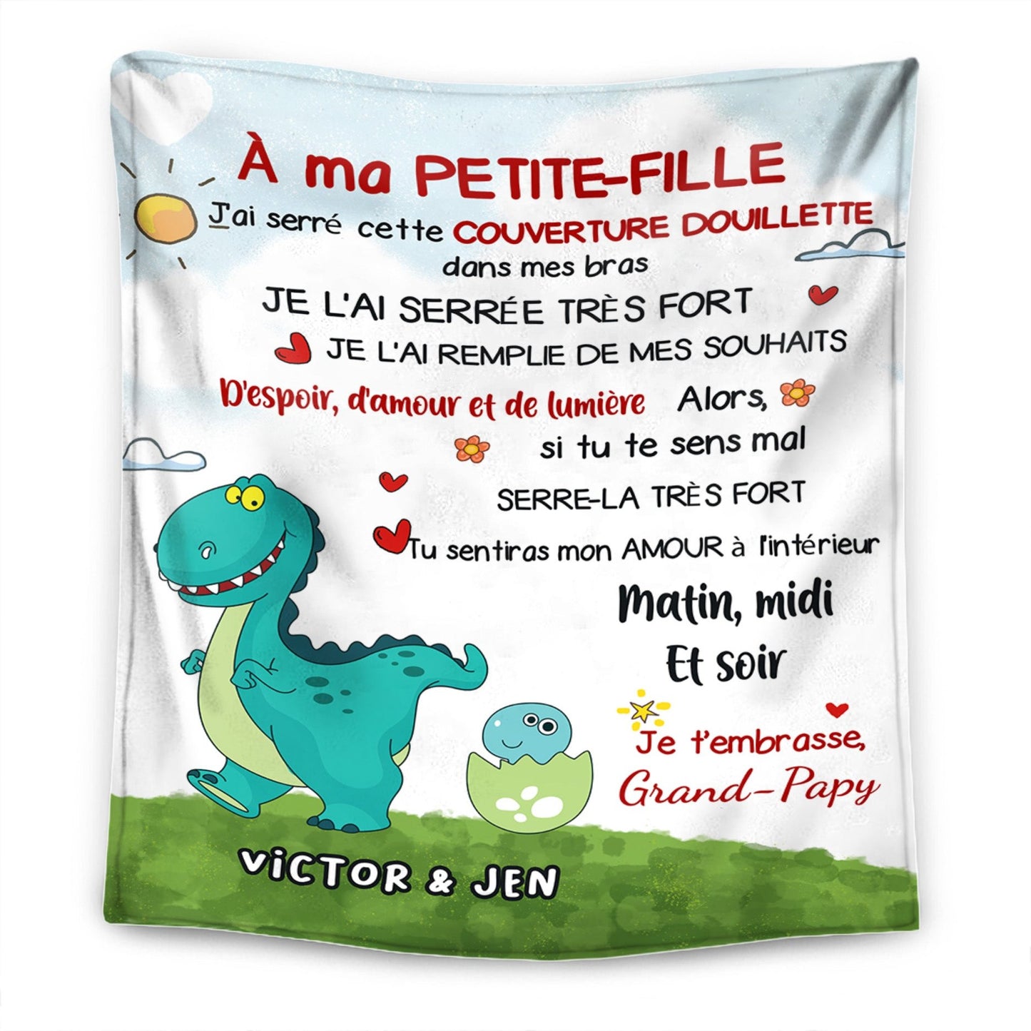 À ma petite-fille/mon petit-fils – Couverture Premium Personnalisée sur le thème des Dinosaures™