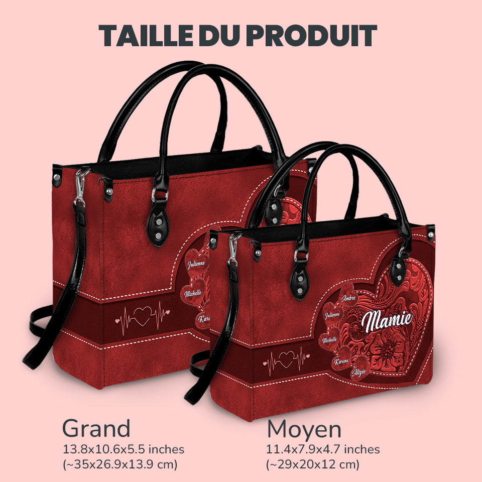 Générations d’Amour – Sac à main en cuir personnalisé pour Grand-mère