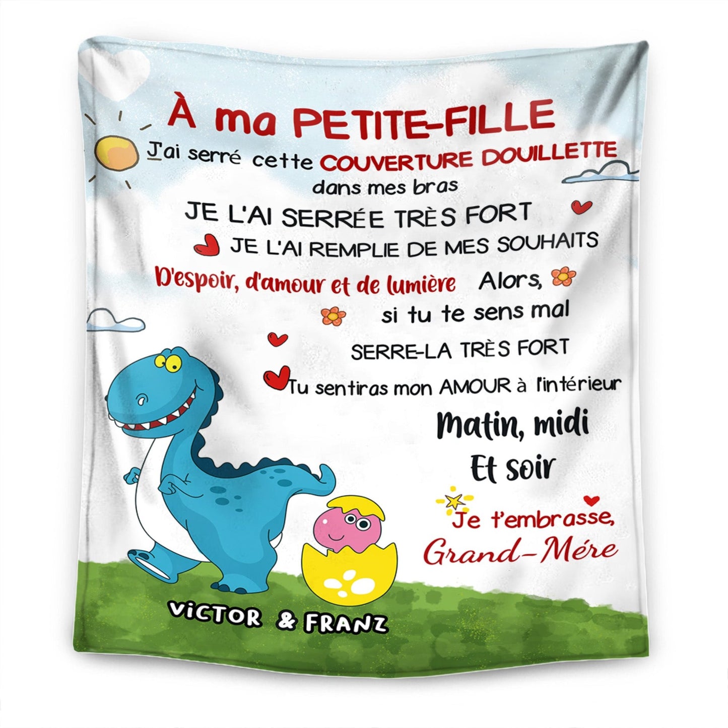 À ma petite-fille/mon petit-fils – Couverture Premium Personnalisée sur le thème des Dinosaures™