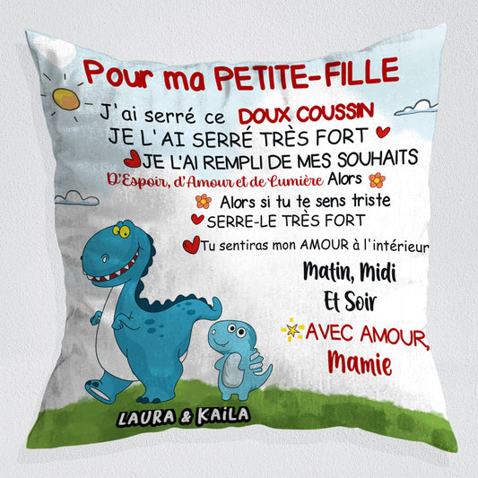Pour mon Petit-fils/ma Petite-fille - Coussin Dinosaure Personnalisé Premium™