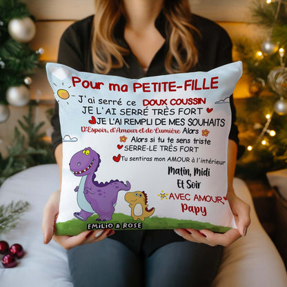 Pour mon Petit-fils/ma Petite-fille - Coussin Dinosaure Personnalisé Premium™