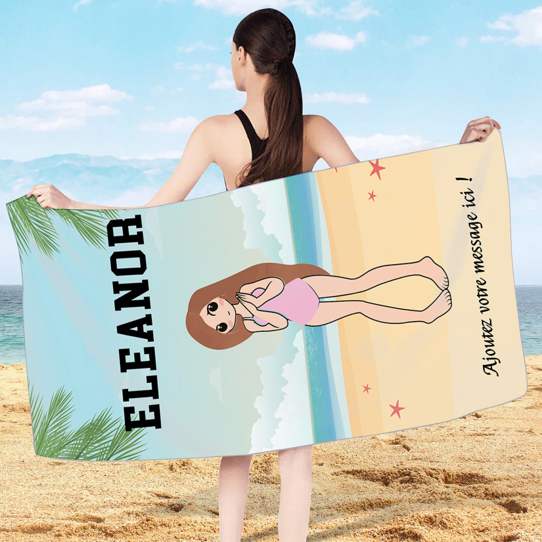 À la plage – Serviette de plage premium personnalisée pour elle™