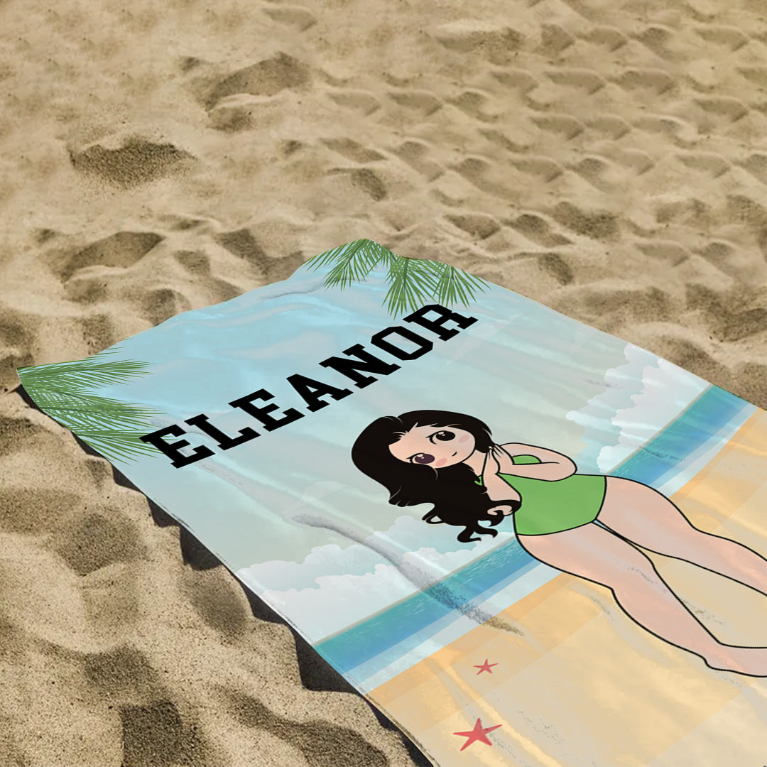 À la plage – Serviette de plage premium personnalisée pour elle™