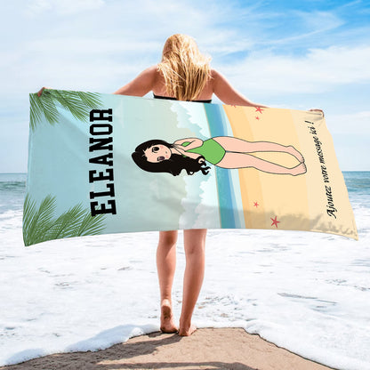 À la plage – Serviette de plage premium personnalisée pour elle™